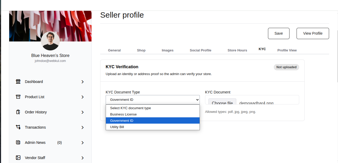 Vendor KYC Upload