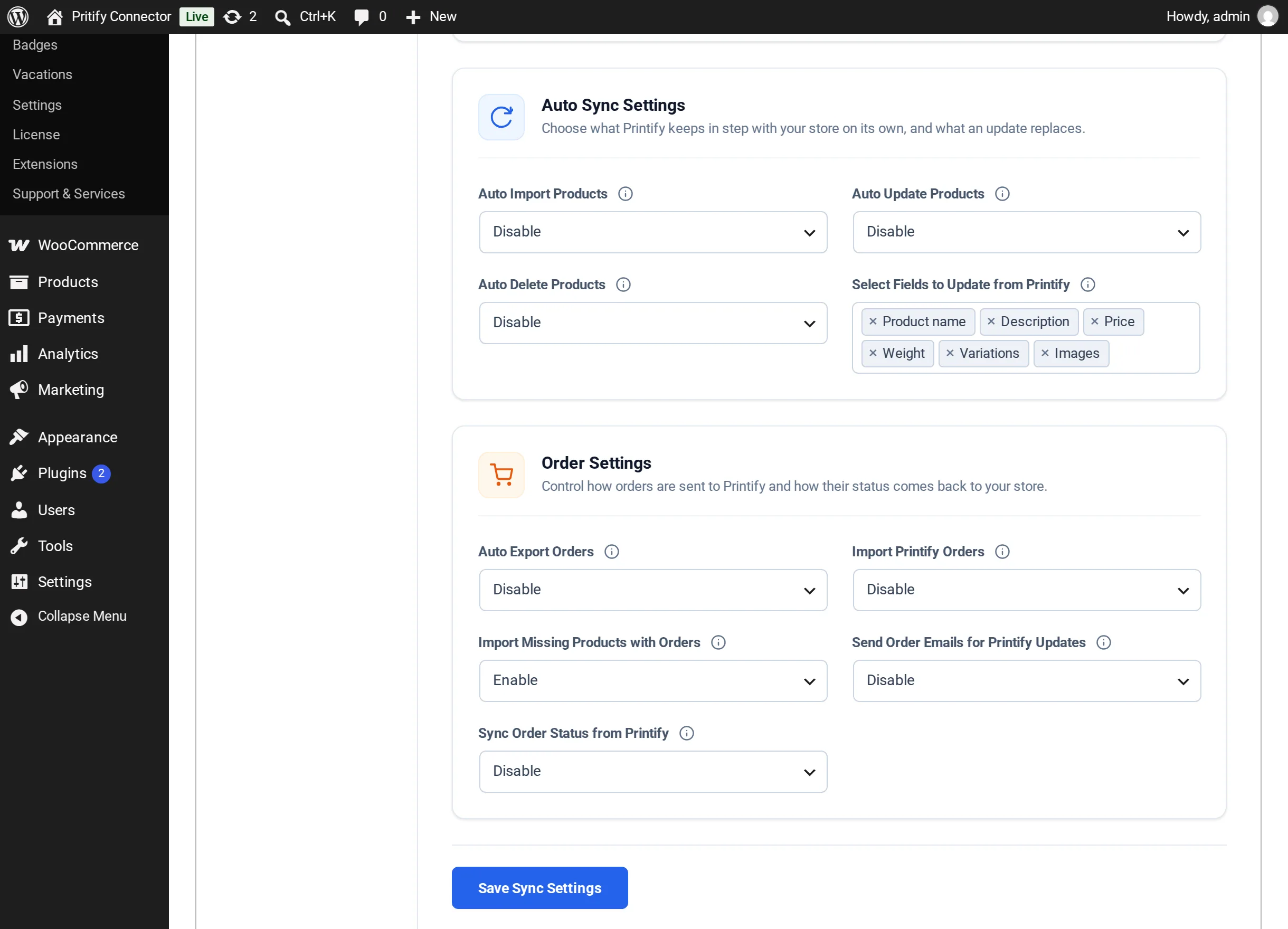 Auto Sync Settings