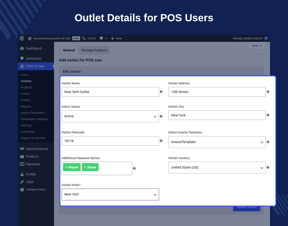 POS Outlet Address Configuration