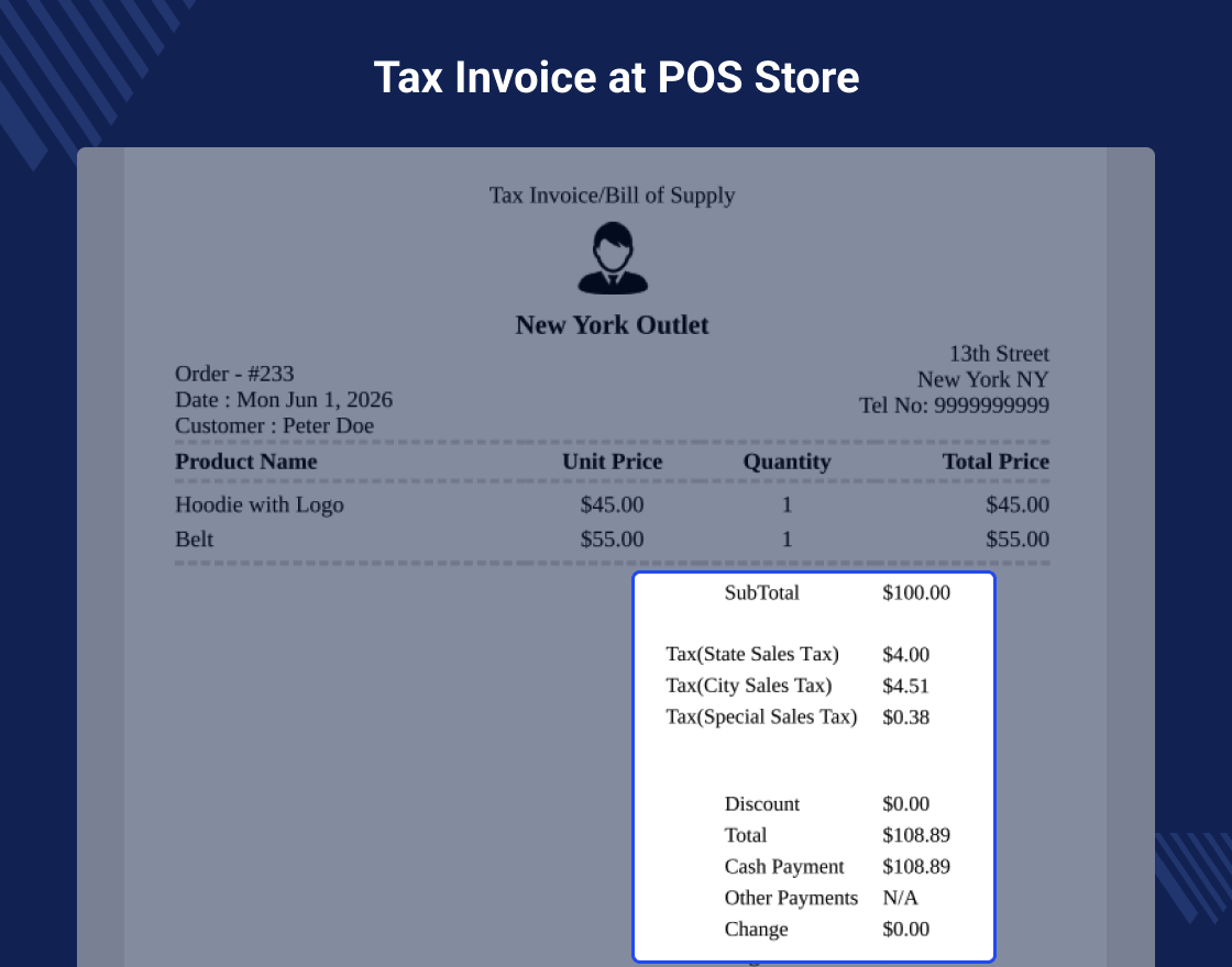 POS Receipt Print Preview