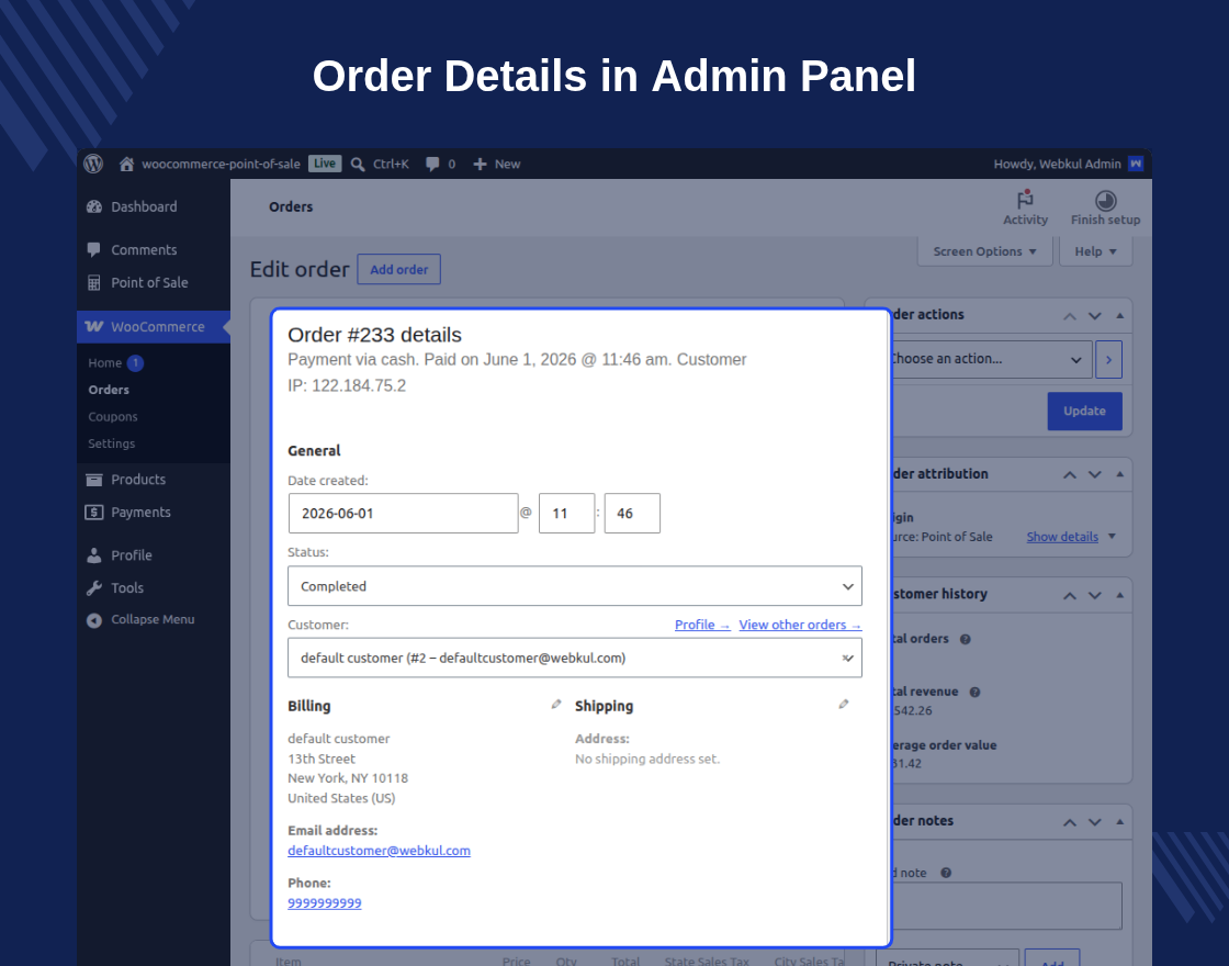 WooCommerce Admin Order Details
