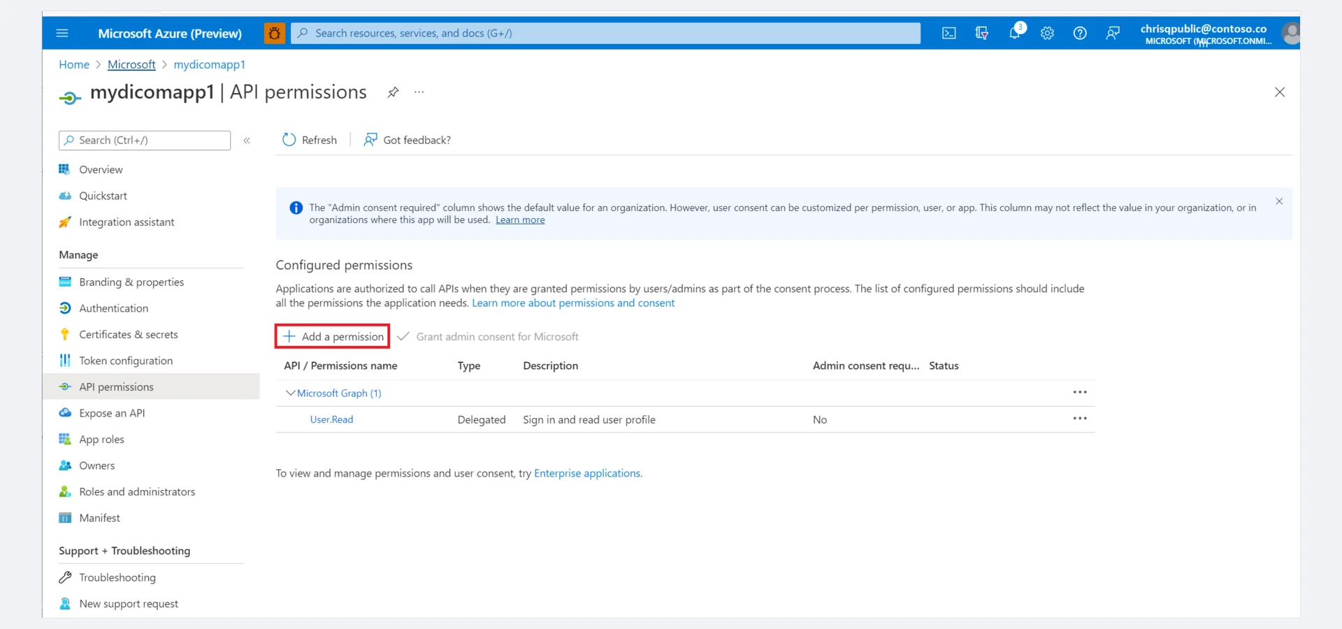 API permissions granted