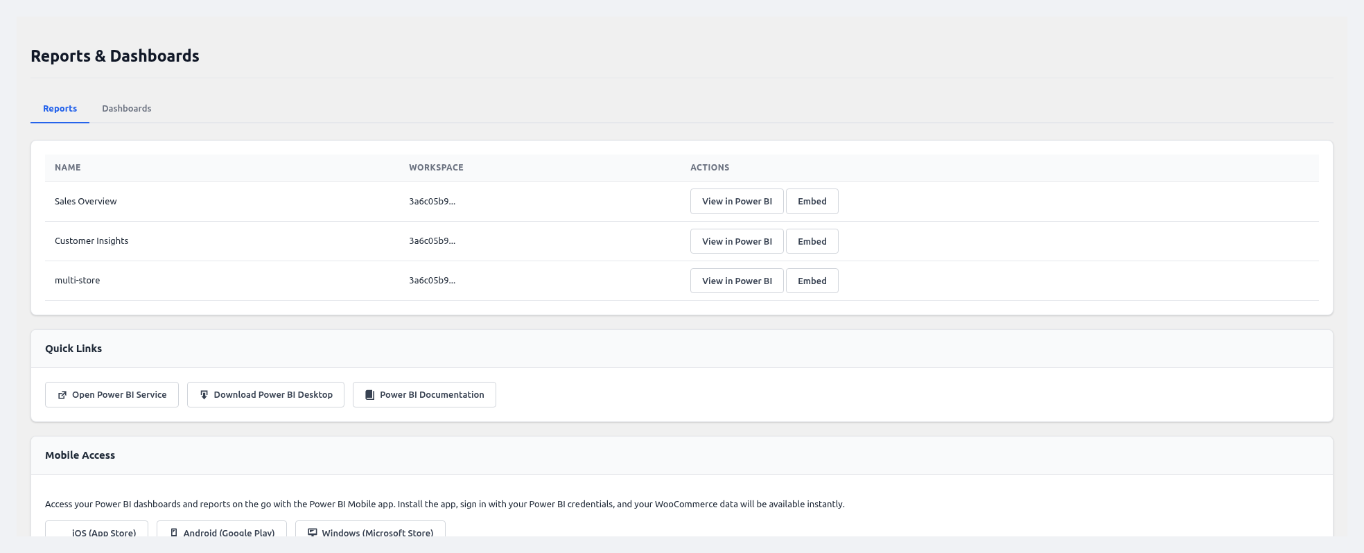 Embedded Reports