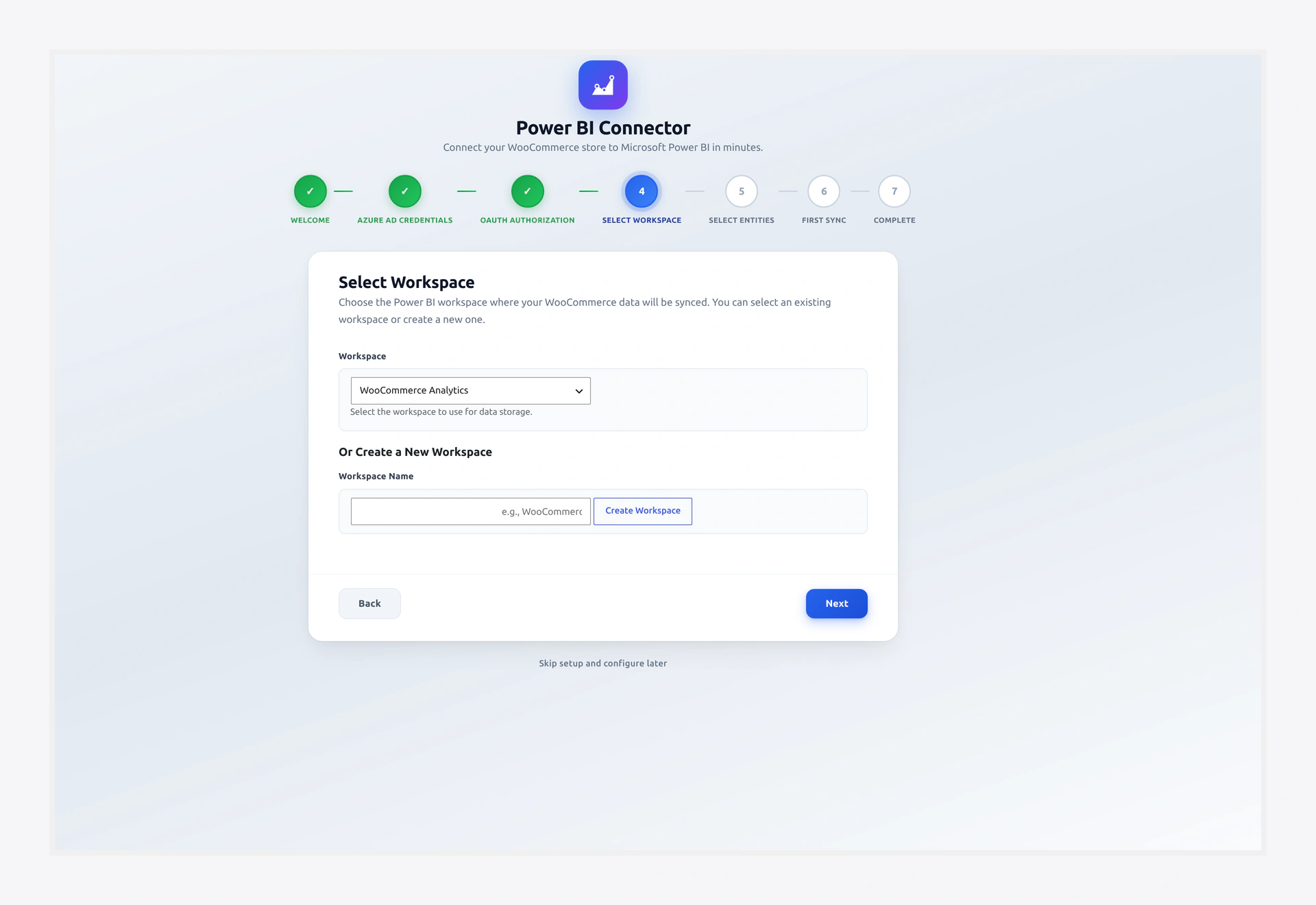 Wizard Step 4 workspace selection