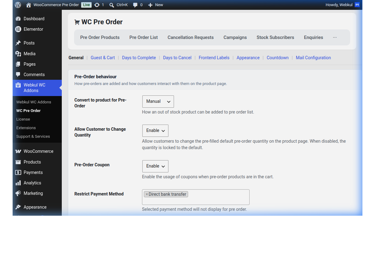 Admin General Configuration