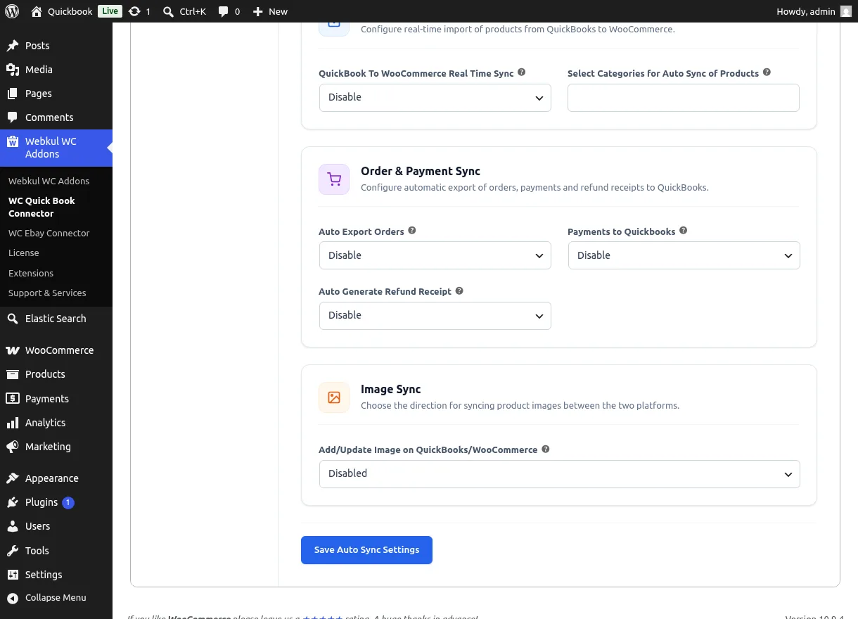Order & Payment Sync and Image Sync cards