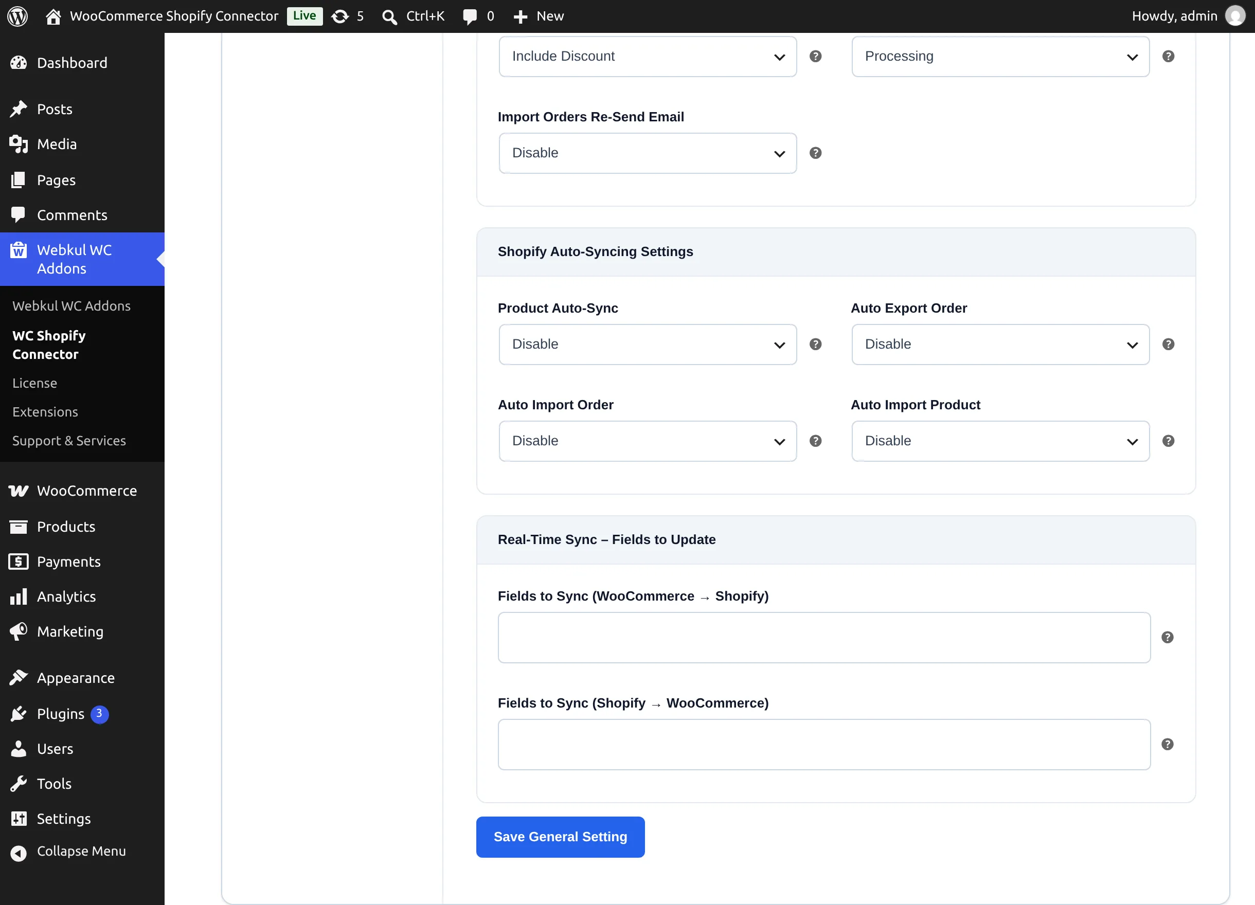 General configuration — auto-sync settings