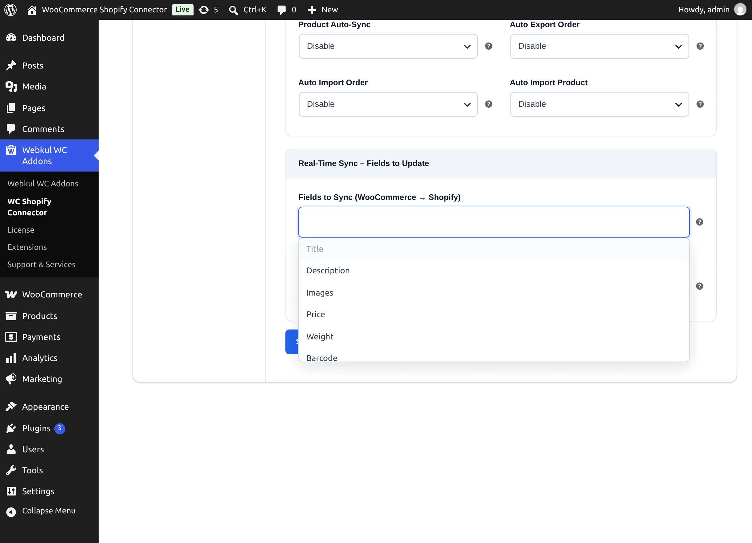 General configuration — fields to update