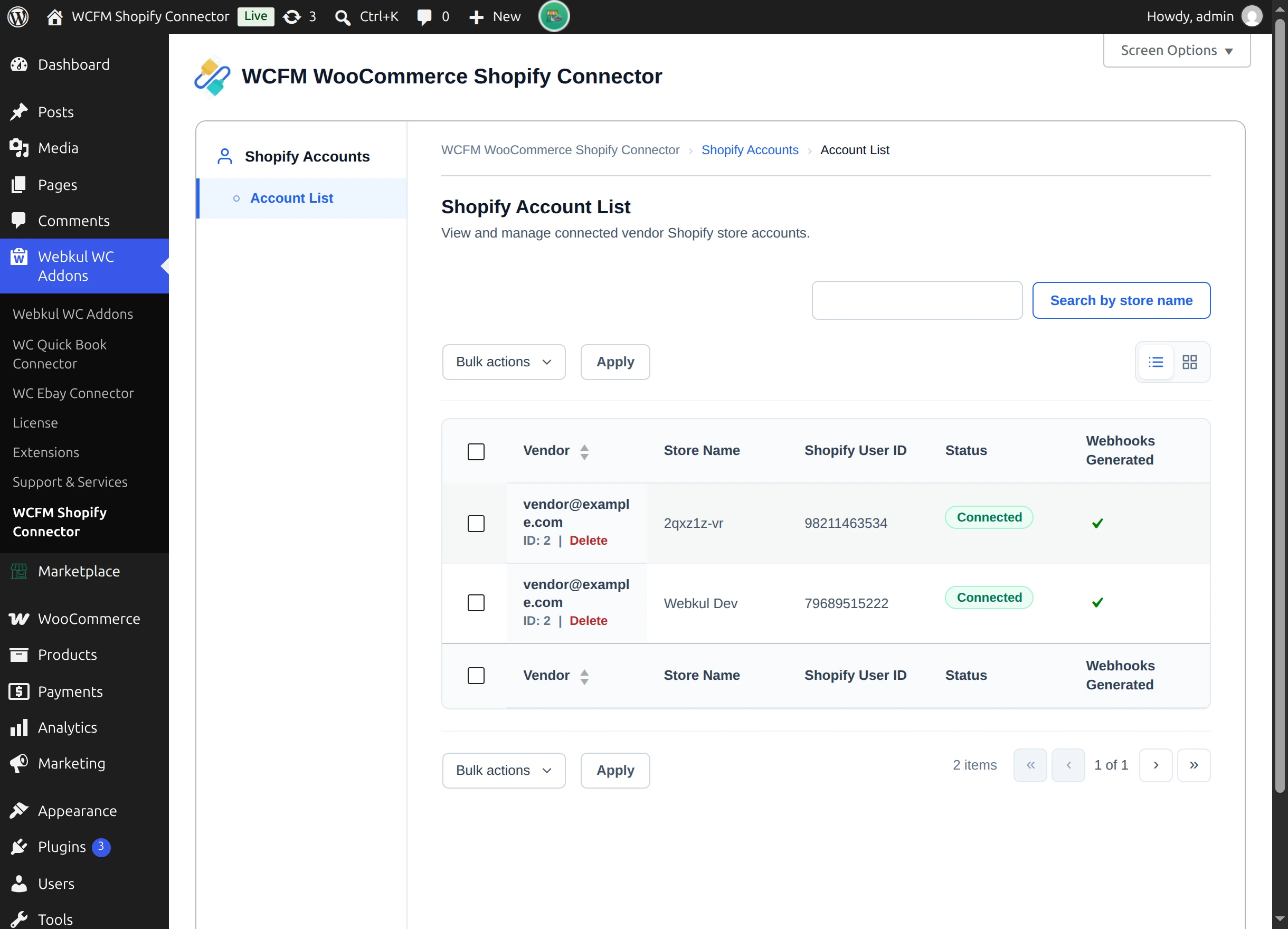 The admin view of every vendor's Shopify account