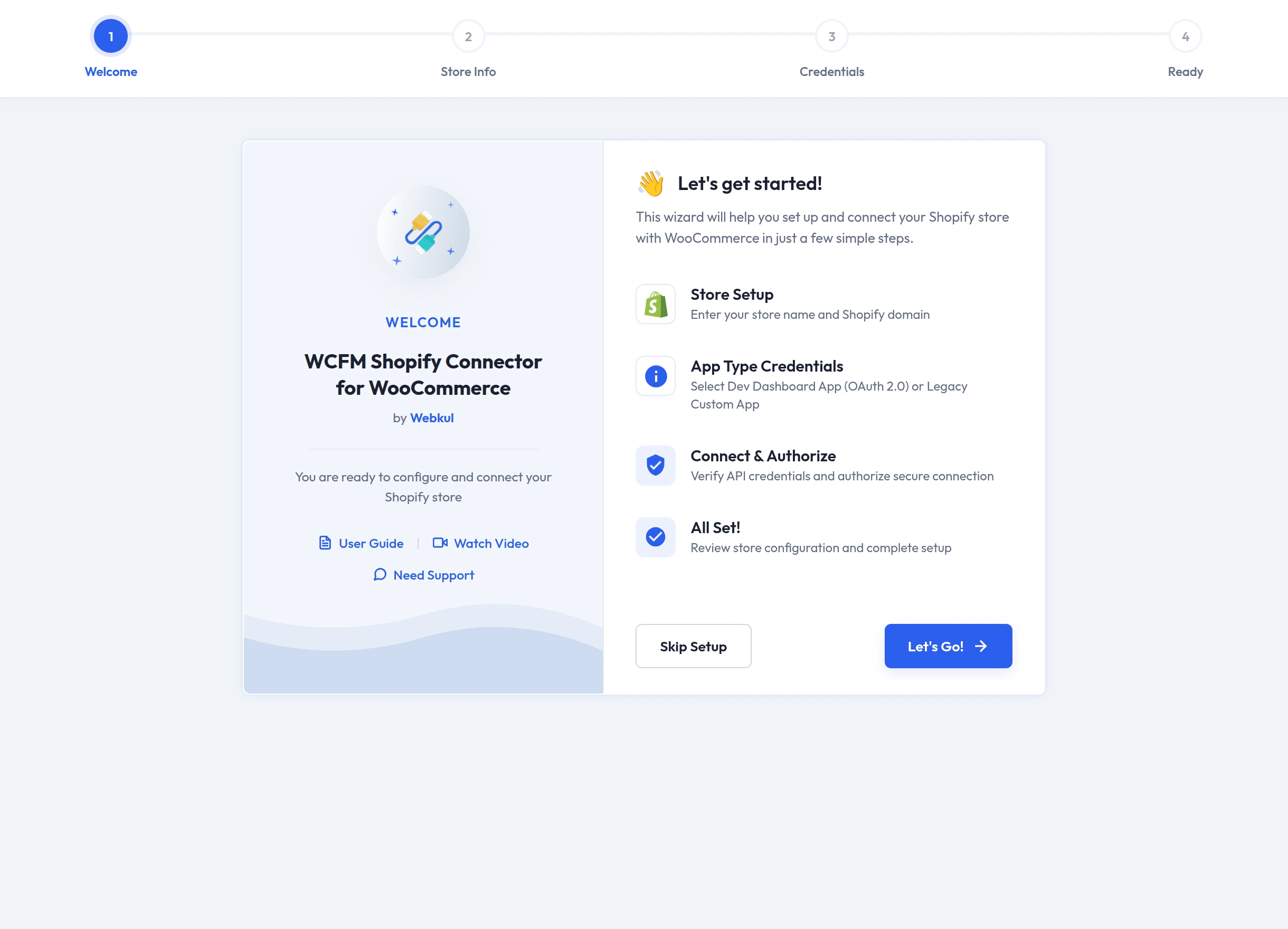 Setup wizard welcome step